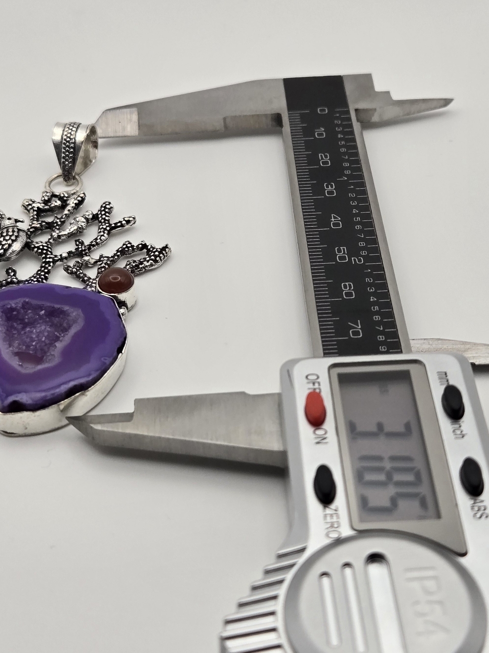 💜✨ Handmade Purple Solar Agate & Carnelian Bird Pendant ✨💜 - Picture 5 of 6